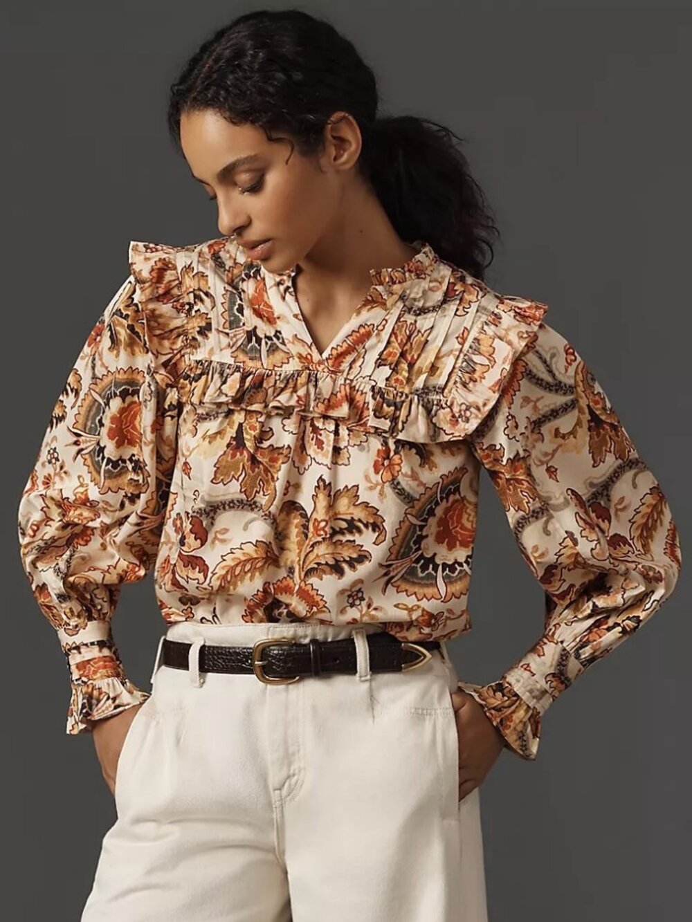 Anthropologie Love The Label Tallulah Floral Victorian Blouse Size Small